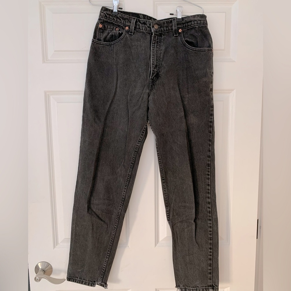 Vintage black Levi’s jeans. Style 550 relaxed fit tapered jean size 13